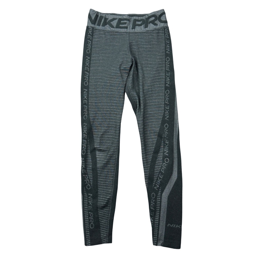 Nike Pro Hyperwarm Women Small Black Gray Athletic Leggings Active Training
